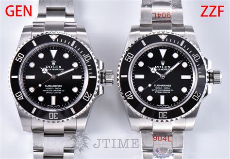 A detailed pic comparison of Noob v8 submariner vs gen, where 